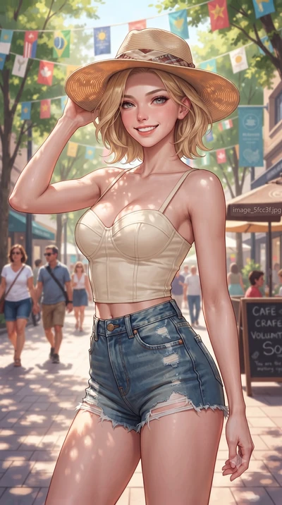 score_9, masterpiece, best quality, ultra-detailed, high-budget anime keyframe, editorial fashion photography, tasteful artistic composition, Caucasian woman. close-up cowboy shot from the waist and thighs up, the character dominates the composition,