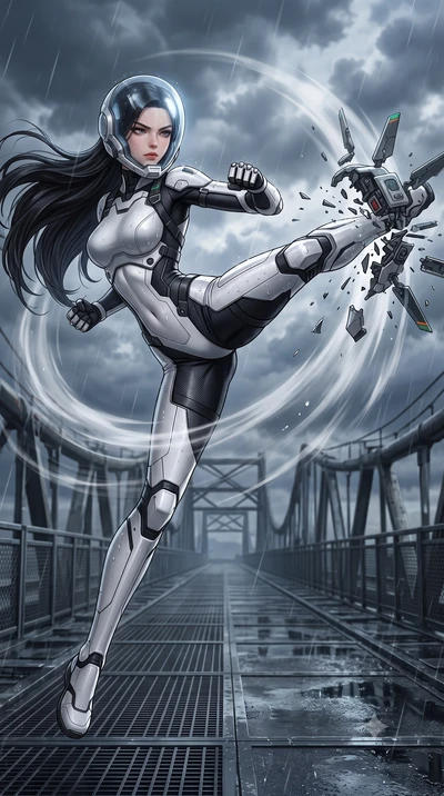 score_9, masterpiece, best quality, ultra-detailed, high-budget anime keyframe, semi-realistic 3D game render, editorial fashion photography, tasteful artistic composition, Korean woman. low angle full-body shot from head to toe showing her feet, fil