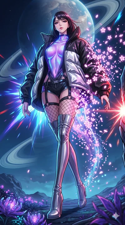 score_9, masterpiece, best quality, ultra-detailed, High-budget Anime Keyframe, vibrant colors, fluid line-art, expressive lighting, cinematic composition, Ufotable-style visual effects, top-tier animation quality, Japanese woman with delicate and el