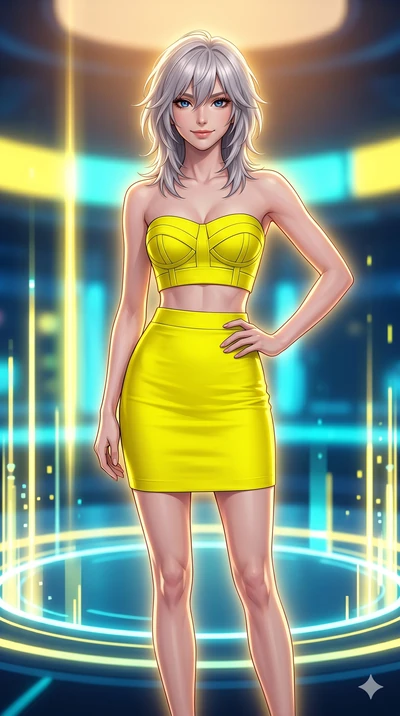 score_9, masterpiece, best quality, ultra-detailed, high-budget anime keyframe, editorial fashion photography, tasteful artistic composition, Japanese woman. cowboy shot from the thighs up, character and outfit filling the frame for maximum editorial