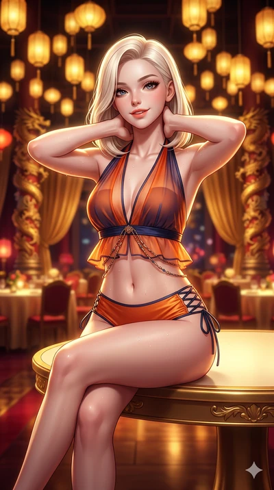 Caucasian woman. close-up cowboy shot from the waist and thighs up, the chara.