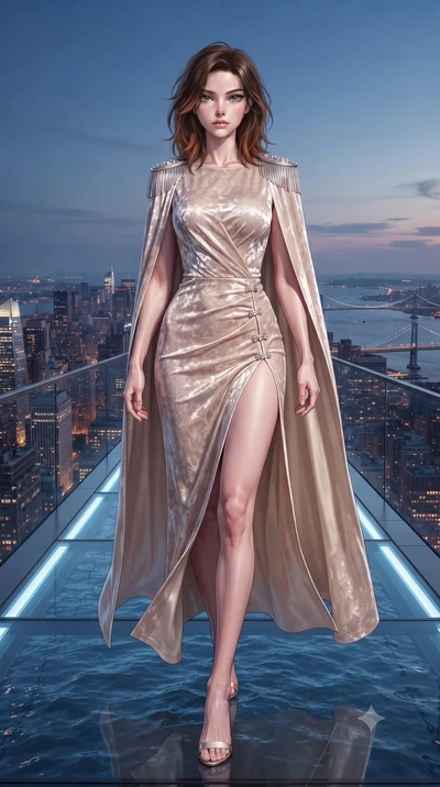 score_9, masterpiece, best quality, ultra-detailed, high-budget anime keyframe, editorial fashion photography, tasteful artistic composition, Korean woman. low angle full-body shot from head to toe showing her feet, filling the entire 9:16 vertical f