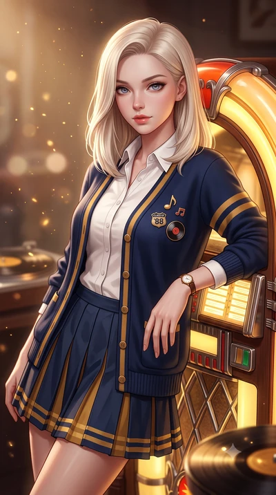 score_9, masterpiece, best quality, ultra-detailed, high-budget anime keyframe, semi-realistic 3D game render, editorial fashion photography, tasteful artistic composition, Caucasian woman. close-up cowboy shot from the waist and thighs up, the chara