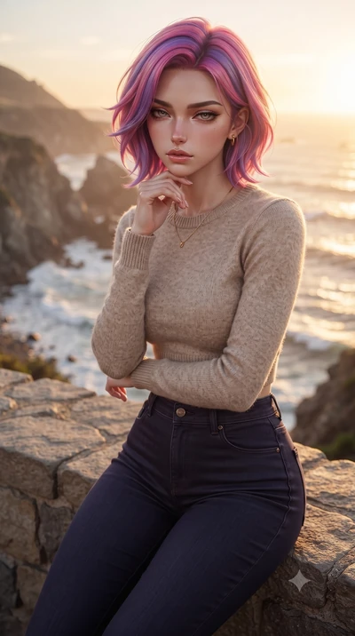 score_9, masterpiece, best quality, ultra-detailed, high-budget anime keyframe, editorial fashion photography, tasteful artistic composition, Caucasian woman woman. close-up cowboy shot from the waist and thighs up, the character dominates the compos