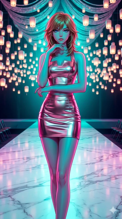 score_9, masterpiece, best quality, ultra-detailed, high-budget anime keyframe, editorial fashion photography, tasteful artistic composition, Korean woman. cowboy shot from the thighs up, character and outfit filling the frame for maximum editorial p