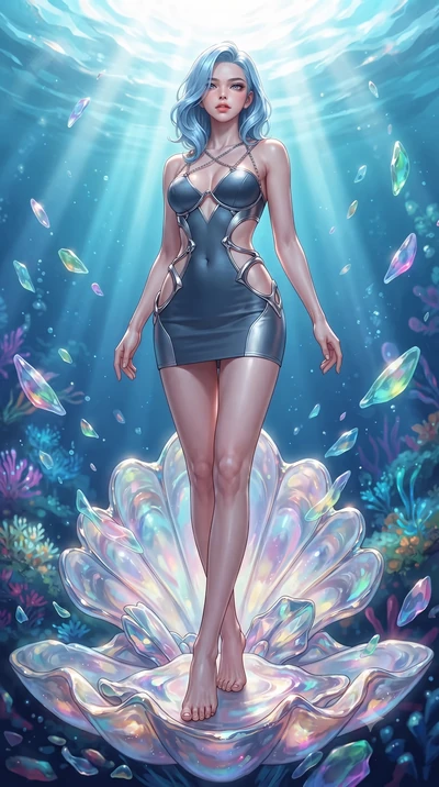 score_9, masterpiece, best quality, ultra-detailed, high-budget anime keyframe, editorial fashion photography, tasteful artistic composition, Korean woman. low angle full-body shot from head to toe showing her feet, filling the entire 9:16 vertical f