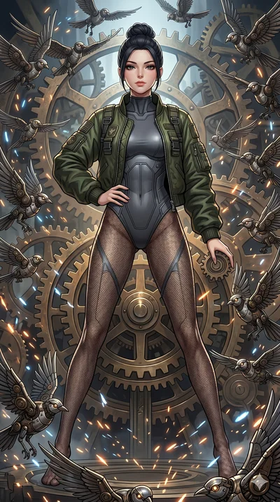 score_9, masterpiece, best quality, ultra-detailed, Set A: High-budget Anime Keyframe, Caucasian (strictly human ears) woman. Low angle cowboy shot filling the entire 9:16 frame with her statuesque presence. Standing victoriously through a throne of 