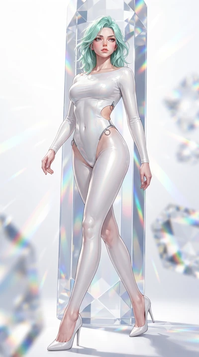 score_9, masterpiece, best quality, ultra-detailed, high-budget anime keyframe, editorial fashion photography, tasteful artistic composition, Japanese woman. low angle full-body shot from head to toe showing her feet, filling the entire 9:16 vertical