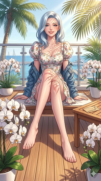 score_9, masterpiece, best quality, ultra-detailed, high-budget anime keyframe, vibrant anime aesthetic, Korean woman. low angle full-body shot from head to toe showing her feet, filling the entire 9:16 vertical frame with her statuesque presence, st