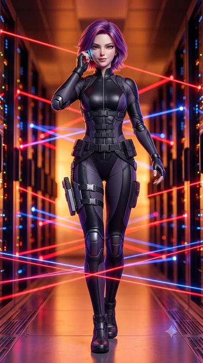 score_9, masterpiece, best quality, ultra-detailed, high-budget anime keyframe, semi-realistic 3D game render, editorial fashion photography, tasteful artistic composition, Caucasian woman. low angle full-body shot from head to toe showing her feet, 