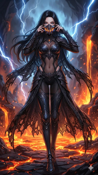 score_9, masterpiece, best quality, ultra-detailed, high-budget anime movie keyframe, cinematic anime lighting, intricate line art, Korean woman. Dynamic full-body shot stretching the vertical silhouette across the 9:16 frame. adjusting a glowing mas