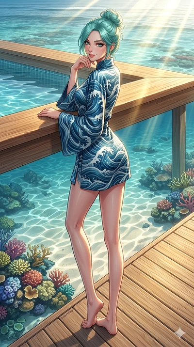 score_9, masterpiece, best quality, ultra-detailed, high-budget anime keyframe, editorial fashion photography, tasteful artistic composition, Japanese woman. low angle full-body shot from head to toe showing her feet, filling the entire 9:16 vertical