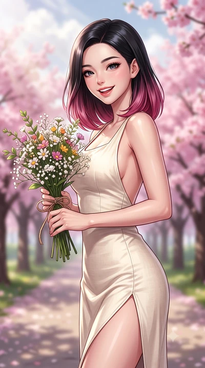 score_9, masterpiece, best quality, ultra-detailed, high-budget anime keyframe, editorial fashion photography, tasteful artistic composition, Korean woman. close-up cowboy shot from the waist and thighs up, the character dominates the composition, fi