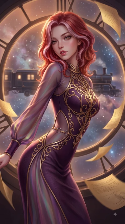 score_9, masterpiece, best quality, ultra-detailed, high-budget anime keyframe, editorial fashion photography, tasteful artistic composition, Caucasian woman. close-up cowboy shot from the waist and thighs up, the character dominates the composition,