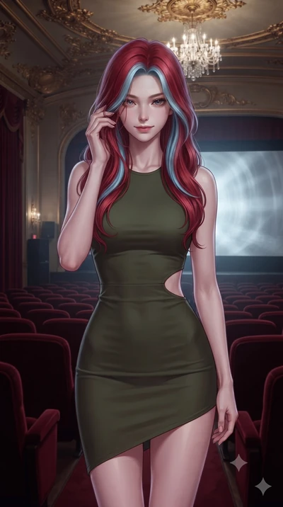 score_9, masterpiece, best quality, ultra-detailed, high-budget anime keyframe, editorial fashion photography, tasteful artistic composition, Caucasian woman, strictly human ears. close-up cowboy shot from the waist and thighs up, the character domin