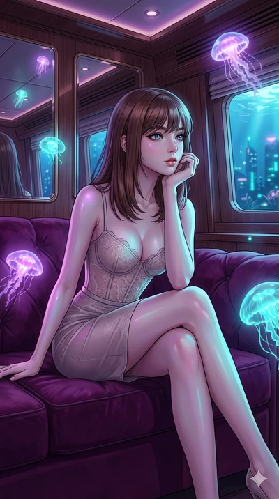 score_9, masterpiece, best quality, ultra-detailed, high-budget anime keyframe, editorial fashion photography, tasteful artistic composition, Korean woman. cowboy shot from the thighs up, character and outfit filling the frame for maximum editorial p