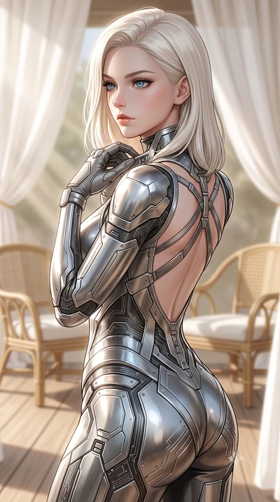 score_9, masterpiece, best quality, ultra-detailed, high-budget anime keyframe, editorial fashion photography, tasteful artistic composition, Caucasian woman. close-up cowboy shot from the waist and thighs up, the character dominates the composition,