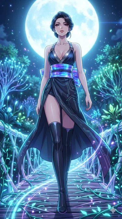 score_9, masterpiece, best quality, ultra-detailed, High-budget Anime Keyframe, vibrant colors, fluid line-art, expressive lighting, cinematic composition, Ufotable-style visual effects, top-tier animation quality, Japanese woman with delicate and el