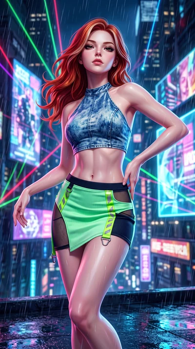 score_9, masterpiece, best quality, ultra-detailed, high-budget anime keyframe, semi-realistic 3D game render, editorial fashion photography, tasteful artistic composition, Caucasian woman. close-up cowboy shot from the waist and thighs up, the chara