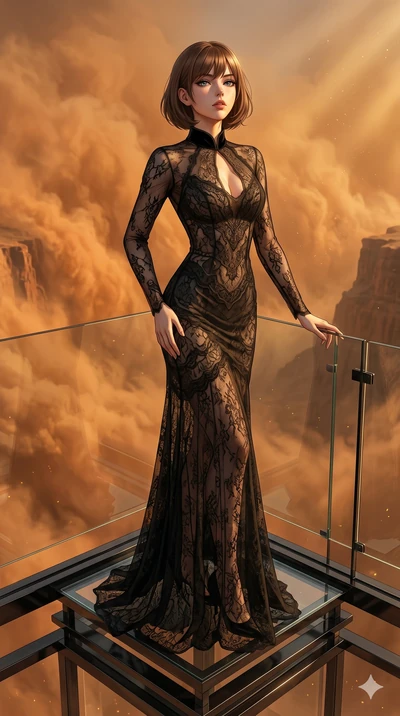 score_9, masterpiece, best quality, ultra-detailed, high-budget anime keyframe, editorial fashion photography, tasteful artistic composition, Caucasian woman, strictly human ears. cowboy shot from the thighs up, character and outfit filling the frame