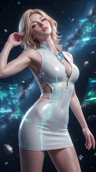 score_9, masterpiece, best quality, ultra-detailed, high-budget anime keyframe, editorial fashion photography, tasteful artistic composition, Caucasian woman. close-up cowboy shot from the waist and thighs up, the character dominates the composition,