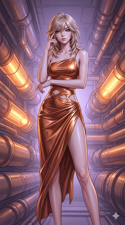 score_9, masterpiece, best quality, ultra-detailed, high-budget anime keyframe, editorial fashion photography, tasteful artistic composition, Japanese woman. cowboy shot from the thighs up, character and outfit filling the frame for maximum editorial