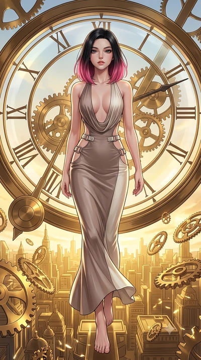 score_9, masterpiece, best quality, ultra-detailed, high-budget anime keyframe, editorial fashion photography, tasteful artistic composition, Korean woman. low angle full-body shot from head to toe showing her feet, filling the entire 9:16 vertical f