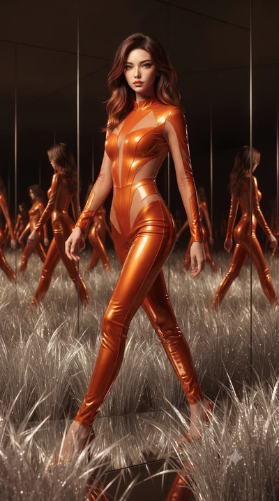 score_9, masterpiece, best quality, ultra-detailed, High-budget Anime Keyframe, editorial fashion photography, tasteful artistic composition, realistic cosplay photography, East Asian woman. Dynamic full-body shot stretching the vertical silhouette t