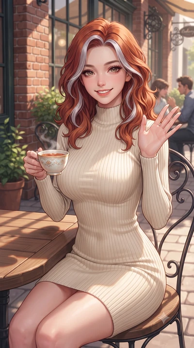 score_9, masterpiece, best quality, ultra-detailed, high-budget anime keyframe, editorial fashion photography, tasteful artistic composition, Caucasian woman. close-up cowboy shot from the waist and thighs up, the character dominates the composition,