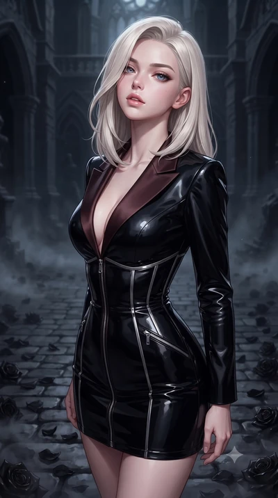 score_9, masterpiece, best quality, ultra-detailed, high-budget anime keyframe, editorial fashion photography, tasteful artistic composition, Caucasian woman. close-up cowboy shot from the waist and thighs up, the character dominates the composition,