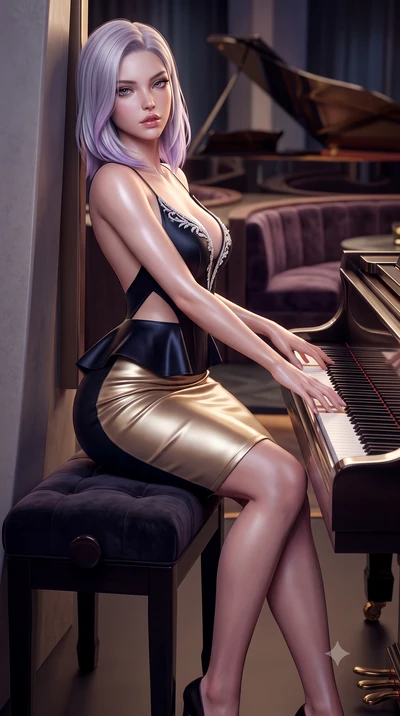 score_9, masterpiece, best quality, ultra-detailed, high-budget anime keyframe, semi-realistic 3D game render, editorial fashion photography, tasteful artistic composition, Caucasian woman. low angle full-body shot from head to toe showing her feet, 