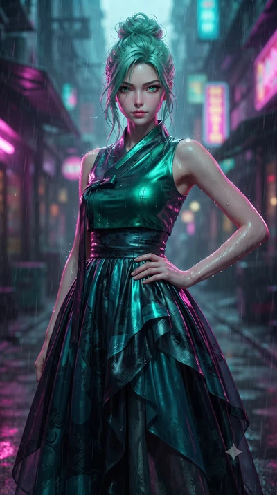 score_9, masterpiece, best quality, ultra-detailed, high-budget anime keyframe, editorial fashion photography, tasteful artistic composition, Japanese woman woman. close-up cowboy shot from the waist and thighs up, the character dominates the composi