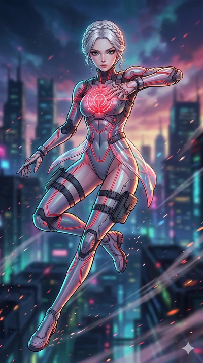 score_9, masterpiece, best quality, ultra-detailed, high-budget anime movie keyframe, cinematic anime lighting, intricate line art, Japanese woman. Mid-air action shot capturing a graceful twist and vertical silhouette. drawing a sigil on her own che