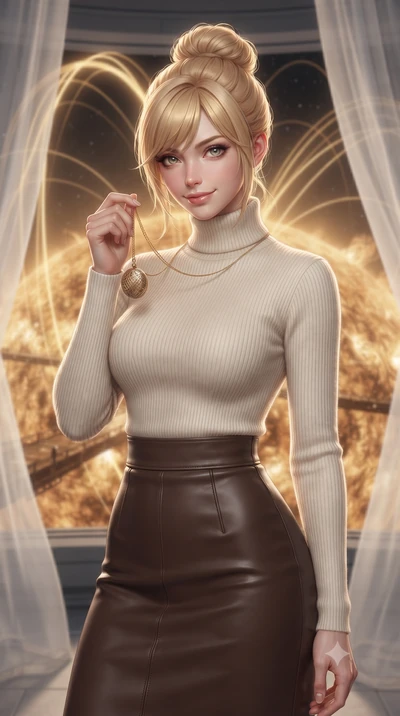 score_9, masterpiece, best quality, ultra-detailed, high-budget anime keyframe, editorial fashion photography, tasteful artistic composition, Caucasian woman, strictly human ears. close-up cowboy shot from the waist and thighs up, the character domin