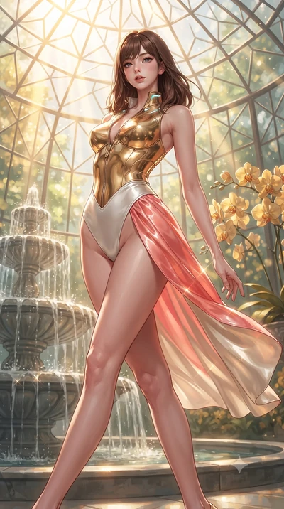 score_9, masterpiece, best quality, ultra-detailed, high-budget anime keyframe, editorial fashion photography, tasteful artistic composition, Korean woman. low angle full-body shot from head to toe showing her feet, filling the entire 9:16 vertical f