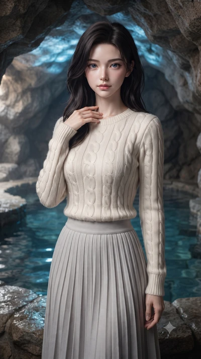 score_9, masterpiece, best quality, ultra-detailed, high-budget anime keyframe, editorial fashion photography, tasteful artistic composition, Korean woman. close-up cowboy shot from the waist and thighs up, the character dominates the composition, fi