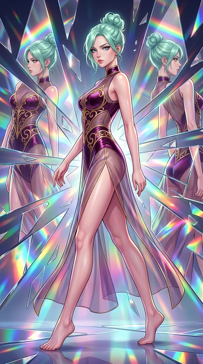 score_9, masterpiece, best quality, ultra-detailed, high-budget anime keyframe, editorial fashion photography, tasteful artistic composition, Japanese woman. low angle full-body shot from head to toe showing her feet, filling the entire 9:16 vertical