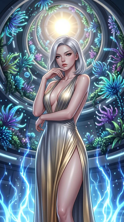 score_9, masterpiece, best quality, ultra-detailed, high-budget anime keyframe, editorial fashion photography, tasteful artistic composition, Korean woman. close-up cowboy shot from the waist and thighs up, the character dominates the composition, fi
