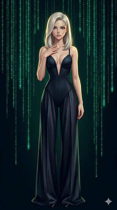 score_9, masterpiece, best quality, ultra-detailed, high-budget anime keyframe, editorial fashion photography, tasteful artistic composition, Caucasian woman, strictly human ears. cowboy shot from the thighs up, character and outfit filling the frame
