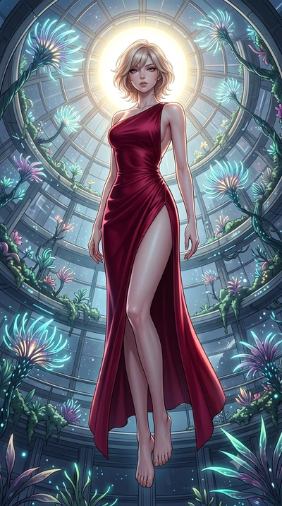 score_9, masterpiece, best quality, ultra-detailed, high-budget anime keyframe, editorial fashion photography, tasteful artistic composition, Japanese woman. low angle full-body shot from head to toe showing her feet, filling the entire 9:16 vertical