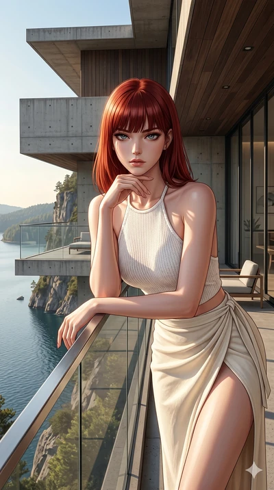 score_9, masterpiece, best quality, ultra-detailed, high-budget anime keyframe, editorial fashion photography, tasteful artistic composition, Caucasian woman, strictly human ears. cowboy shot from the thighs up, character and outfit filling the frame
