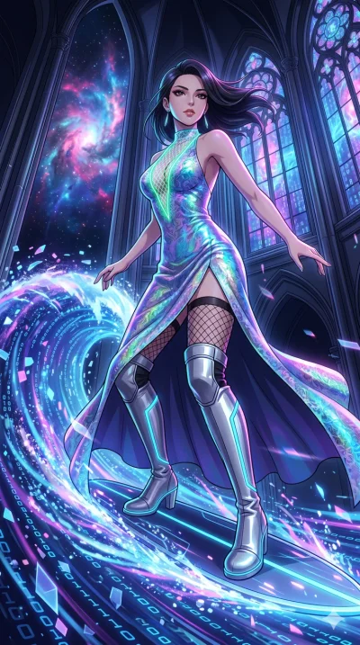 score_9, masterpiece, best quality, ultra-detailed, High-budget Anime Keyframe, vibrant colors, fluid line-art, expressive lighting, cinematic composition, Ufotable-style visual effects, top-tier animation quality, Korean woman with idol-like refined