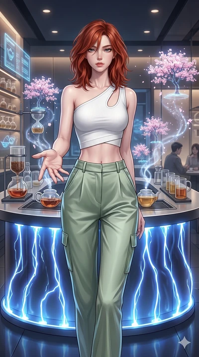 score_9, masterpiece, best quality, ultra-detailed, high-budget anime keyframe, editorial fashion photography, tasteful artistic composition, Korean woman. cowboy shot from the thighs up, character and outfit filling the frame for maximum editorial p