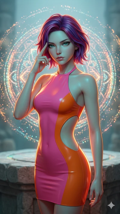 score_9, masterpiece, best quality, ultra-detailed, high-budget anime keyframe, editorial fashion photography, tasteful artistic composition, Caucasian woman, strictly human ears. close-up cowboy shot from the waist and thighs up, the character domin