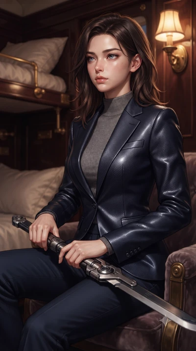 score_9, masterpiece, best quality, ultra-detailed, high-budget anime keyframe, editorial fashion photography, tasteful artistic composition, Korean woman. close-up cowboy shot from the waist and thighs up, the character dominates the composition, fi