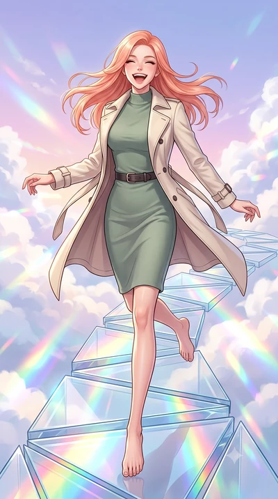 score_9, masterpiece, best quality, ultra-detailed, high-budget anime keyframe, editorial fashion photography, tasteful artistic composition, Japanese woman. low angle full-body shot from head to toe showing her feet, filling the entire 9:16 vertical