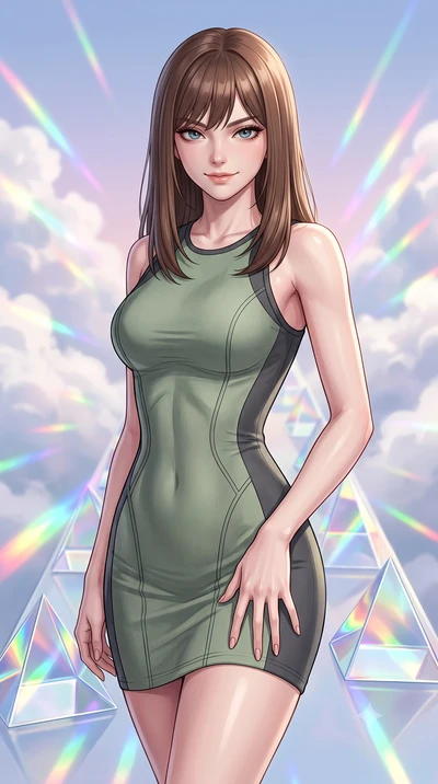 score_9, masterpiece, best quality, ultra-detailed, high-budget anime keyframe, editorial fashion photography, tasteful artistic composition, Korean woman. close-up cowboy shot from the waist and thighs up, the character dominates the composition, fi