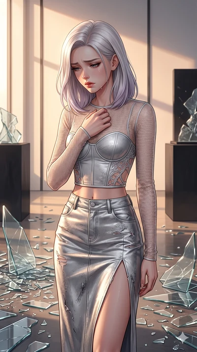 score_9, masterpiece, best quality, ultra-detailed, high-budget anime keyframe, editorial fashion photography, tasteful artistic composition, Caucasian woman, strictly human ears. cowboy shot from the thighs up, character and outfit filling the frame