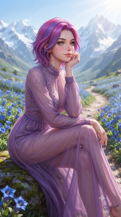 score_9, masterpiece, best quality, ultra-detailed, high-budget anime keyframe, editorial fashion photography, tasteful artistic composition, Caucasian woman woman. close-up cowboy shot from the waist and thighs up, the character dominates the compos