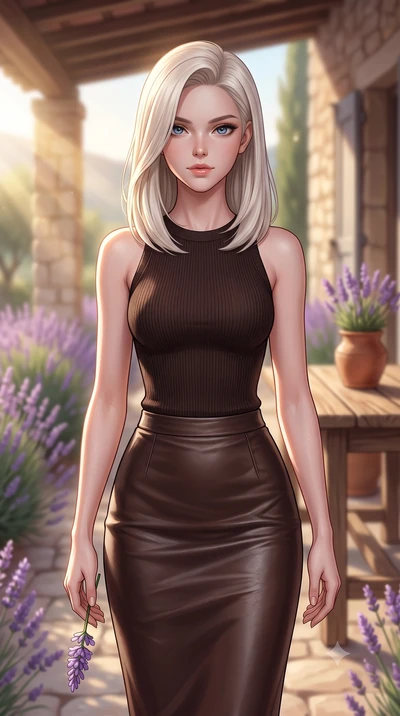 score_9, masterpiece, best quality, ultra-detailed, high-budget anime keyframe, editorial fashion photography, tasteful artistic composition, Caucasian woman woman. close-up cowboy shot from the waist and thighs up, the character dominates the compos